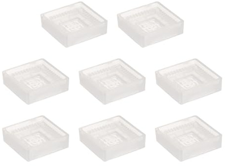 sourcing map 8pcs 2x2 in Rubber Furniture Caster Cups Square Chair Leg Floor Protectors Non-Slip Furniture Pads Grips Stoppers for Hardwood Floors, Transparent (Fit 0.8-1.6 Inch Chair Leg)