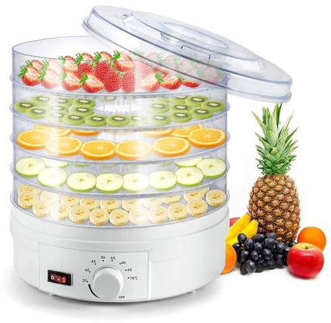 Déshydrateur alimentaire, séchoir électrique avec contrôle de la température, déshydrateur pour aliments et viandes séchées, fruits, légumes, 5 plateaux sans BPA, passe au lave-vaisselle, 350 W
