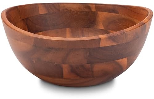 Decorasian 2 Stück Holzschale – edle Akazienholz Schale – Ideal als Salatschüssel aus Holz, Obstschale oder Brotschale – Nachhaltige Holz Schüssel - braun 17.8cm