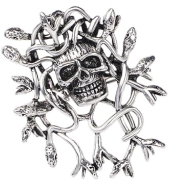 UxicRuya Halloween Schädel Brosche, Robuste Brosche, Damen Und Herren, Skelett, Gothic Brosche, Anstecknadel, Halloween Festival Brosche, Anstecknadeln, Brosch, Silber