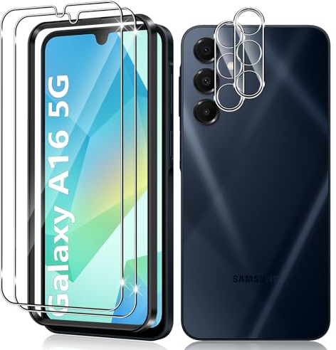 Vanrain Verre Trempé pour Samsung Galaxy A16 4G / 5G, 2+2 Pièces Protection D'écran Film et Caméra Arrière Protecteur Avec Outils d'installation, 9H Dureté Haute Définition Sans Bulles