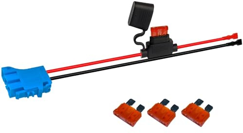 HQRP Wire Harness Connector Compatible with Peg-Perego 12-Volt SLA Battery Children Ride-on Car, Cable 12AWG Wire with 4-Pack Fuse, for Lithium LiFePO4 and Lead-Acid Batteries and Adapters