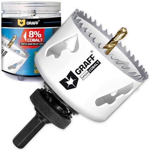 Sega A Tazza Trapano Bi-Metallica 68mm - Fresa a Tazza 8% cobalto (con Adattatore Esagonale e Punta di Centraggio) - Sega a Tazza per Legno Muro Cartongesso Metallo Acciaio Inossidabile GRAFF