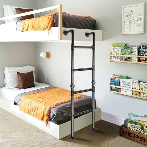Yowikuw Échelle de Lit Superposé 146cm, Échelle Métallique Noire 4 Marches
