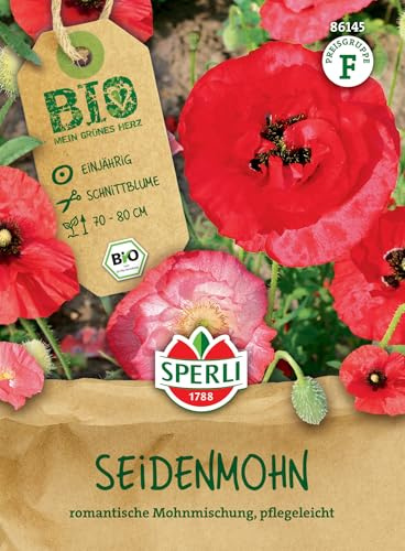 Sperli BIO Seidenmohnsamen 86145, Blumensaat | Pflegeleichte Mohnmischung, Blumensamen Mischung, für Beet & Kübel
