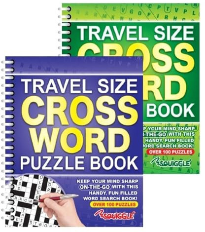 Sixstore Libro de crucigramas tamaño A5 encuadernado en espiral, tamaño de viaje, juego de 2