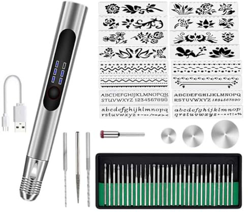 GIWFBQTR Gravierstift, Customizer-Gravierstift, Gravierstift für Alle Materialien, Kabelloses Gravierstift-Set, Gravierwerkzeug-Set A