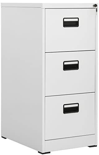 Modernen Aktenschrank mit 3 Schubladen und Schloss, Büroschrank Büromöbel Metallschrank Stahlschrank Aufbewahrungsschrank für Home Office, 46 x 62 x 102,5 cm