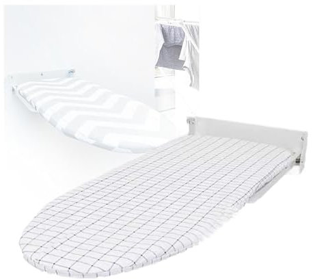 Tabla de Planchar de Pared, Plegable y compacta, Ideal para Espacios pequeños, Ideal para Dormitorio, lavandería, guardarropa, apartamento (no Incluye Plancha) (Blanco 1)
