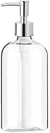 Feriany Dispensador de jabón de cristal transparente con bomba de 16 onzas dispensador de jabón líquido rellenable para el baño