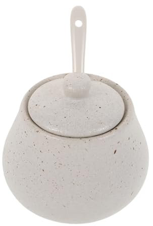 BESTOYARD 1set Barattoli Per Condimenti Ceramica Giapponese Con Coperchio e Cucchiaio Zuccheriera e Contenitore Per Spezie Design Elegante Per Cucine e Ristoranti