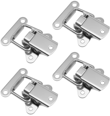 4 PCS 304 Stainless Steel Tension Clasp Spring Loaded Toggle Latch Hasps Catch Clamp Clip for Case Box Trunk Catches Drawers Suitcases Bucket Window Door Furniture Hardware (180 Degree)