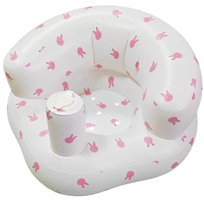 1 PCS Baby Inflatable Seat, Soft Blow Up Chair for Toddlers, Rabbit Print Comfortable Inflatable Baby Chair for Sitting Up, Foldable Infant Seat for Travel Home Use