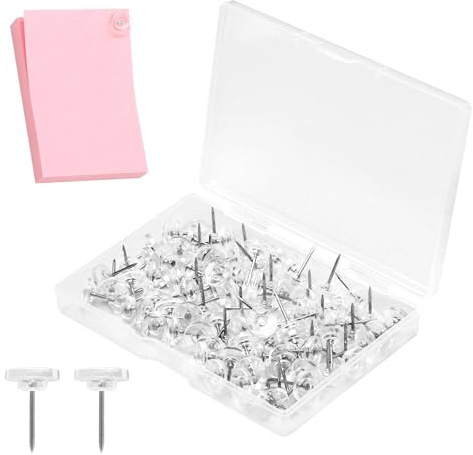 100 unidades de chinchetas con 1 paquete de notas adhesivas, con caja de almacenamiento, longitud de chinchetas de 12 mm, agujas de estímulo, chinchetas, clavos de arroz, para tablero de corcho, pared