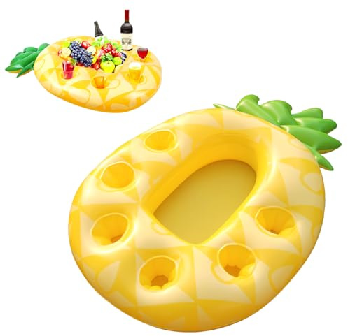 2 In 1 Porta Bibite Gonfiabile Piscina, Galleggiante Porta Bevande Ananas, Grande Capacità 8 Scomparti Sottobicchieri Estate, per l'estate e per la piscina