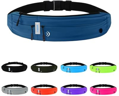 Waterfly Löpbälte herr dam, ultratunn midjeväska för löpning maraton jogging träning sport fitness, Mörkblå, Azul