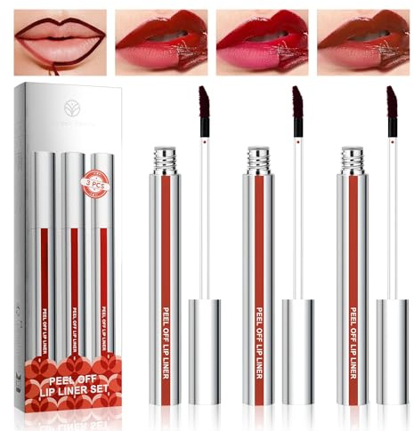 Desing Wish 3 Stück Lip Stain Peel Off Set Matt Tattoo Lipliner Lip Tint Wasserfest Lipgloss Lip Liner Lippenstift Permanent liquid Lipstick Makeup Damen Frauen Lipgloss Geschenk Geburtstage
