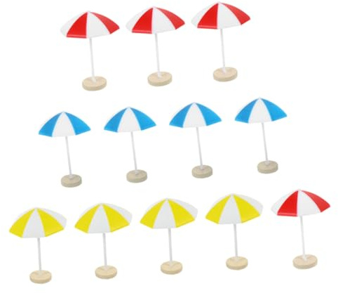 NOLITOY 8pcs Miniature Beach Umbrella Blue Yellow Medium Doll House Decor for Miniature Gardens Window Displays Potted Plant Accessories Beach Style Resin Ornaments