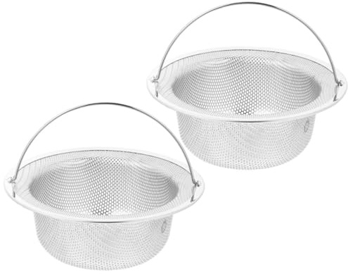 KOMBIUDA Lot de 2 Crépines d'Évier en Acier Inoxydable 304 Panier de Vidange 11 CM avec Poignée Passoire d'Évier Cuisine Résistante Compatible Lave-Vaisselle Protection