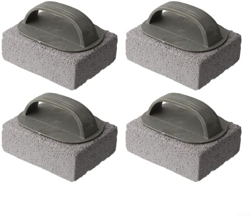 Lot de 4 briques de nettoyage en pierre ponce avec poignée ergonomique pour barbecue, four, cuisinière et carrelage – anti-rayures et réutilisables