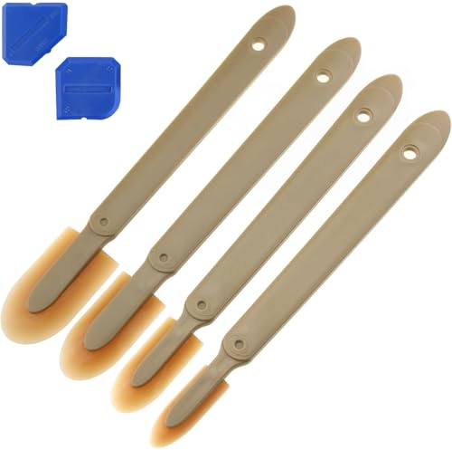 6pcs Caulking Tool Reusable Sealant Spatula Spreader 2 Sizes Silicone Caulk Finishing Set Tool Multifunctional Caulking Remover/Smoothing Tool Applicator for Tiles Brick Kitchen Bathroom