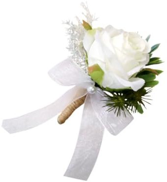 NUOBESTY Weiße Grüne Blumenbrosche Hochzeit Reversnadel Braut Bräutigam Ansteckblume für Bankett Party Alltag