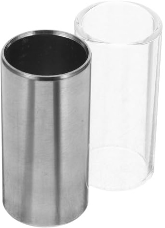 TEHAUX 2 Gitarren-slides, 51 Mm Medium Bottleneck, aus Glas Und Edelstahl, Zubehör für E-gitarre, Akustikgitarre Und Bassgitarre, Transparent Und Silberfarben