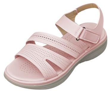 Cocila Sandalias Plataforma Mujer Con Cuña Verano Alpargatas De Para Tacón Aguja Y Abertura Lateral, Inclinada Tacones (Pink, 37) Sandalia Comodas Trekking Zapatos Fascitis Plantar Super Fucsia