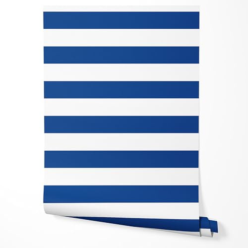 GP TONER Vliestapete Blau Weiß Streifen Modernes Design Tapete Wohnzimmer Schlafzimmer Küche Flur Elegante Wanddeko UV-beständige Tapete 5m x 0,5m