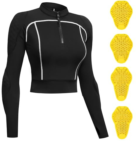 Coheritrix Chaqueta De Motociclismo Para Mujer, Camiseta de Protección Moto Mujer Manga Larga con Protecciones Extraíbles, Top Biker Transpirable para Carretera Motocross y Uso Diario