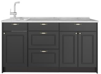 Vicco Köksblock Fame-Line, Herrgård i antracitguld, 150 cm AP Marble, för individuell expansion med kompatibla moduler