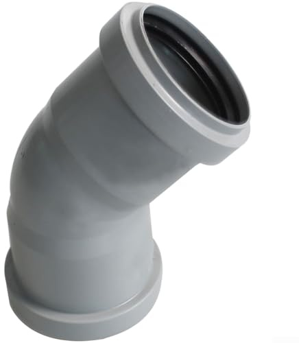 50mm Waste Pipe Elbow 135 Degree Push Fit Connector Grey Plastic Drainage Fitting Waste Pipe Connector for Sink Shower Washing Machine Drain Pipe Plumbing Repair DIY Bathroom Kitchen Pipe Joint