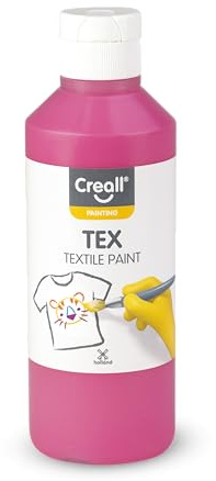 Creall Textil- & Stoffmalfarbe | Rosa 250 ml | Waschmaschinenfest nach Fixierung | Für T-Shirts, Jeans, Schuhe, Stofftaschen, Möbel & Autoinnenraum/Dachhimmel