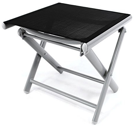 Nexos Trading Klapphocker Sitzhocker 42 cm Campinghocker Fußteil Aluminium Textilene schwarz pulverbeschichtet Gestell hellgrau