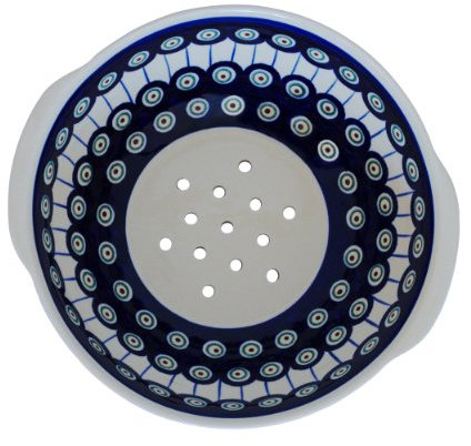 Original Bunzlauer Keramik Küchensieb Ø25.3 cm - Seiher zum Abwaschen von Obst & Gemüse - Abtropfsieb für Nudeln - runder Durchschlag mit Standfuß im Dekor 8