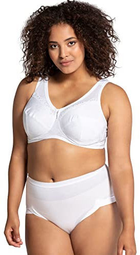 Ulla Popken Damen Entlastungs-bh, Ohne Bügel, Strassanhänger, Cup C - Bügelloser BH, Weiß, 95D EU