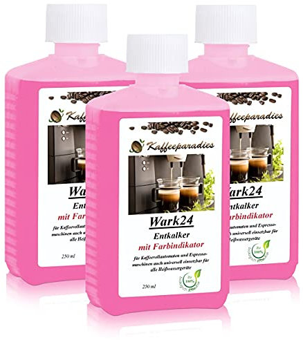 Wark24 Flüssig Entkalker 250 ml für Kaffeevollautomat, Kaffeemaschine, Wasserkocher - Kalklöser geeignet für Bosch, Siemens, Miele, Tassimo, Jura, Krups, Philips, Saeco, WMF, Delonghi usw. (3er Pack)
