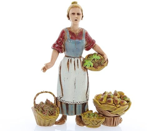 Moranduzzo Fruttivendola per Presepe da Cm 10 Scala 1:20 - Statuine Presepe Indistruttibili - Stile 700', Pittura Rifinita a Mano, Prodotto Ufficiale, Made in Italy, Scultore M. Landi