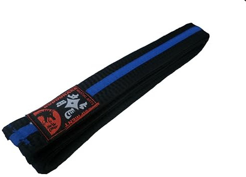 Budogürtel schwarz, Blauer Mittelstreifen (240)