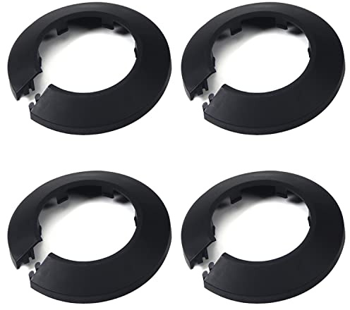 MroMax Passend für 4,8 cm schwarze Kunststoff-PP-Rohrabdeckung, 50 mm, 4 Stück Flansch, Wasserrohr, Heizkörper-Dekoration, Rosette, Schnappkappe für Waschbecken-Abfluss- und Entlüftungsrohre, um