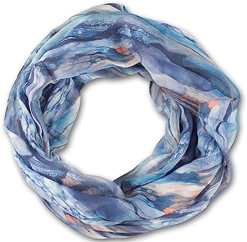 fashionchimp Loop Schlauchschal für Damen mit Feder-Muster in Batik Style, Crash and Crinkle, Seide, Schal