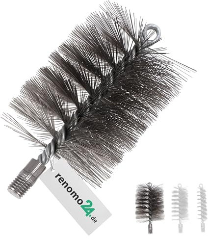 Renomo24 M12 Ofenrohrbürste aus Stahldraht, Heizkesselbürste mit M12 Gewinde, Kesselbürste 90mm, für effiziente Reinigung