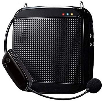 SMSOM Amplificador de voz con micrófono inalámbrico UHF de auriculares, sistema de PA portátil recargable de 1000mAh 18W altavoz for múltiples ubicaciones, tales como la sala de clase, reuniones, prom