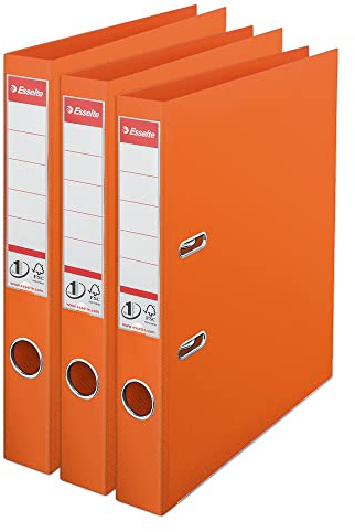 Esselte VIVIDA 624286 - Raccoglitore a leva A4, dorso 50 mm, capacità 250 fogli, PP, copertina in plastica, raccoglitori e cartelle, arancione, confezione da 3
