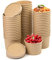 BUOKKON 12 oz 50 Pack Paper Cups, Brown Kraft Soup Cups, Disposable Soup Cups Containers with Vented Lids, Paper Soup Bowls Takeaway Tubs for Ice Cream Dessert
