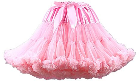 Homipooty Falda de tul con cintura elástica para mujer, tutú para fiesta, multicapa, falda de cosplay, longitud 40 cm, cintura 56-100 cm, rosa, 56-100cm