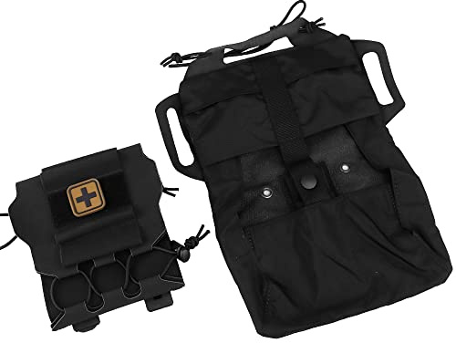 WarmHeartting Tattico MOLLE Borsa per Pronto Soccorso Medico Borsa Tascabile Sistema in Due Pezzi, Borsa per Discarica IFAK Borsa per Trauma in Nylon EMT da Trasporto Quotidiano, Nero