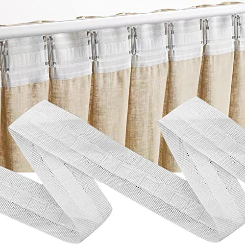GAROMIA Gardinenband Kräuselband, 30 m x 2.5 cm Gardinenband zum Aufnähen Polyester Faltenband Falten Gardinen Kräuselband Universalband for Abnehmbarer Vorhang