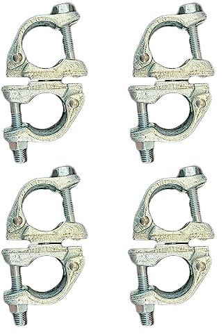 Fudatong British Swivel Scaffolding Couplers, Fit 1.75 to 1.9 In Pipe, 4pc | 4pc heavy duty carbon steel scaffolding clamps; galvanized 360 swivel couplers fit 1-3/4 to 1.9 OD tubing
