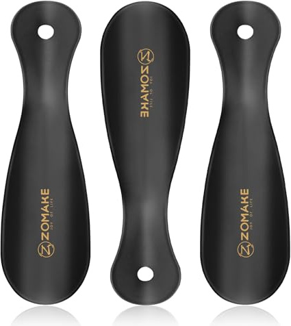 ZOMAKE Calzascarpe Metallo, Calza Scarpe Corto 19 cm Calzante Per Scarpe Piccolo da Viaggio, Portatile Shoe Horn per Uomini Donne Bambini (3 Pezzi)